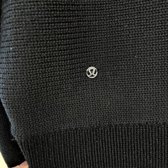 Lululemon Wrap It Up Sweater Cardigan Merino Wool BLACK Draped Zipper Pockets - Picture 6 of 7